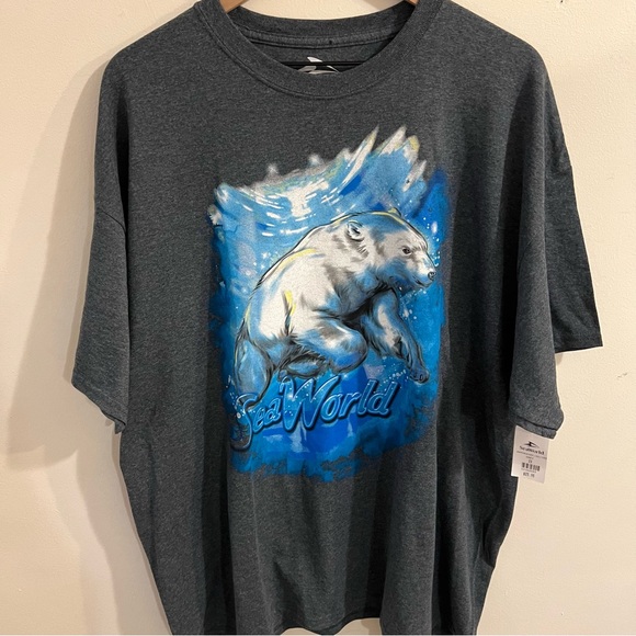 NWT Sea World T-Shirt 100% Cotton Vintage Y2K Airbrush Polar Bear Gray Symphony - Picture 4 of 5